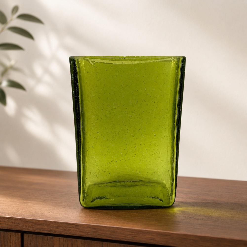 Blenko 3732 Chartreuse Pillow Vase Pre-Designer Art Glass MCM